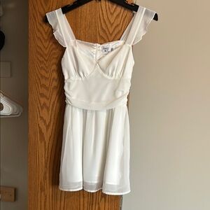 Off White Sheer Ruffle Dress